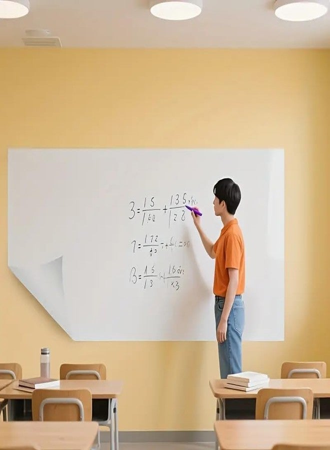 صن بيرد ملصق سبورة بيضاء قابلة للمسح الجاف من صن بيرد، ملصق حائط ذاتي اللصق، سبورة بيضاء قابلة للتقشير واللصق، ورق سبورة طباشيرية، ورق حائط للمكاتب والمنازل وديكور الأطفال (24 × 150 بوصة) - Image 3